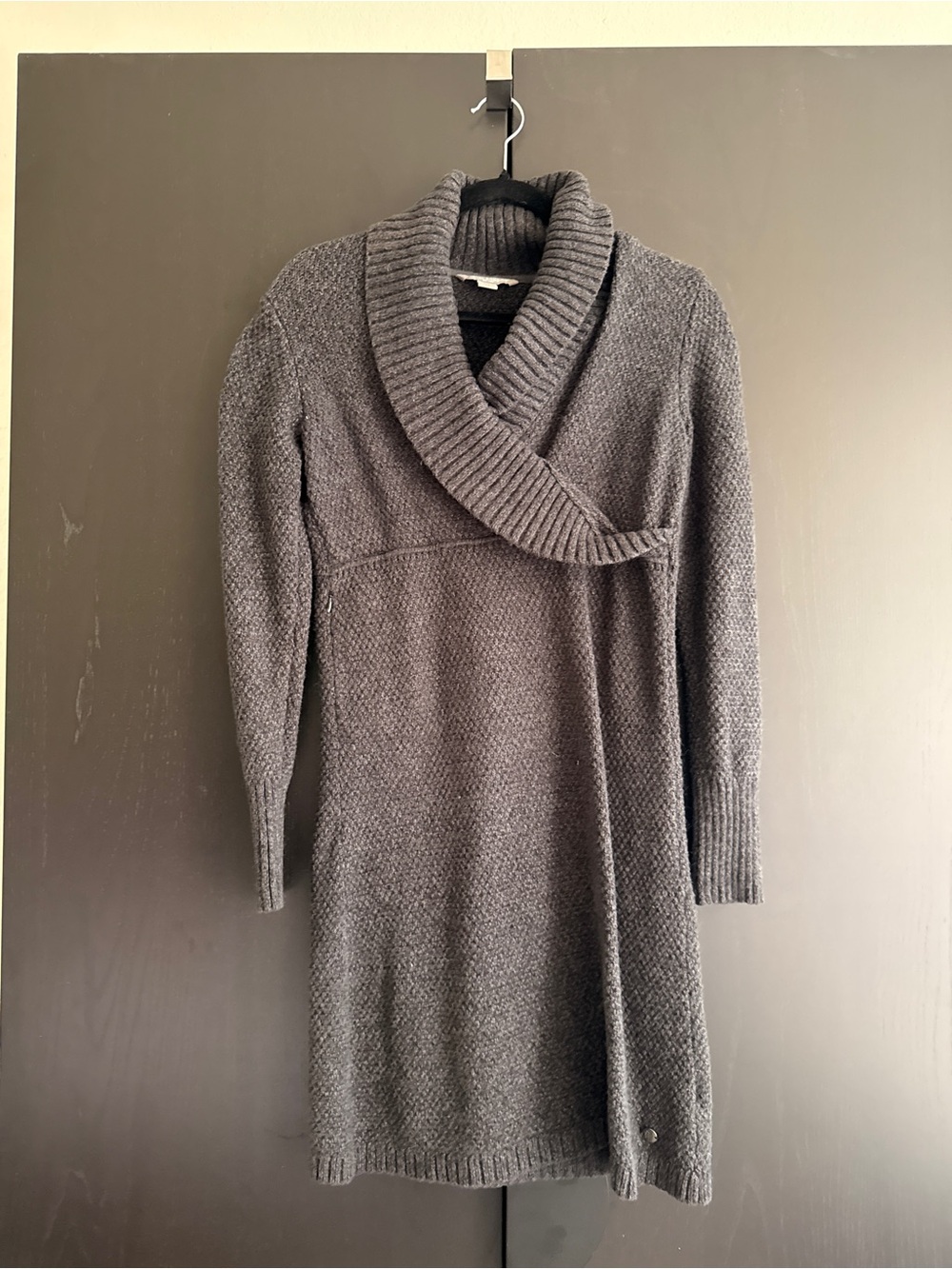 Royal Robbins Charcoal Gray Shawl-Collar Knit Sweater Dress